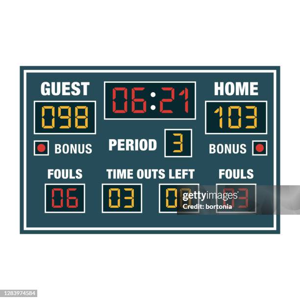 basketball scoreboard icon on transparent background - basketball scoring stock illustrations