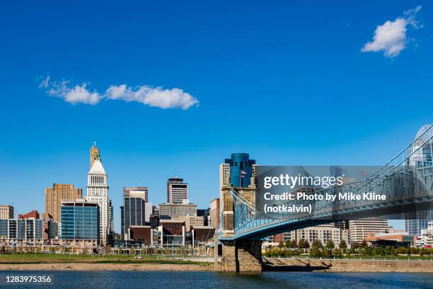 cincinnati viewed from covington, kentucky - cincinnati business stock pictures, royalty-free photos & images