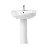 Water tap with basin on pedestal