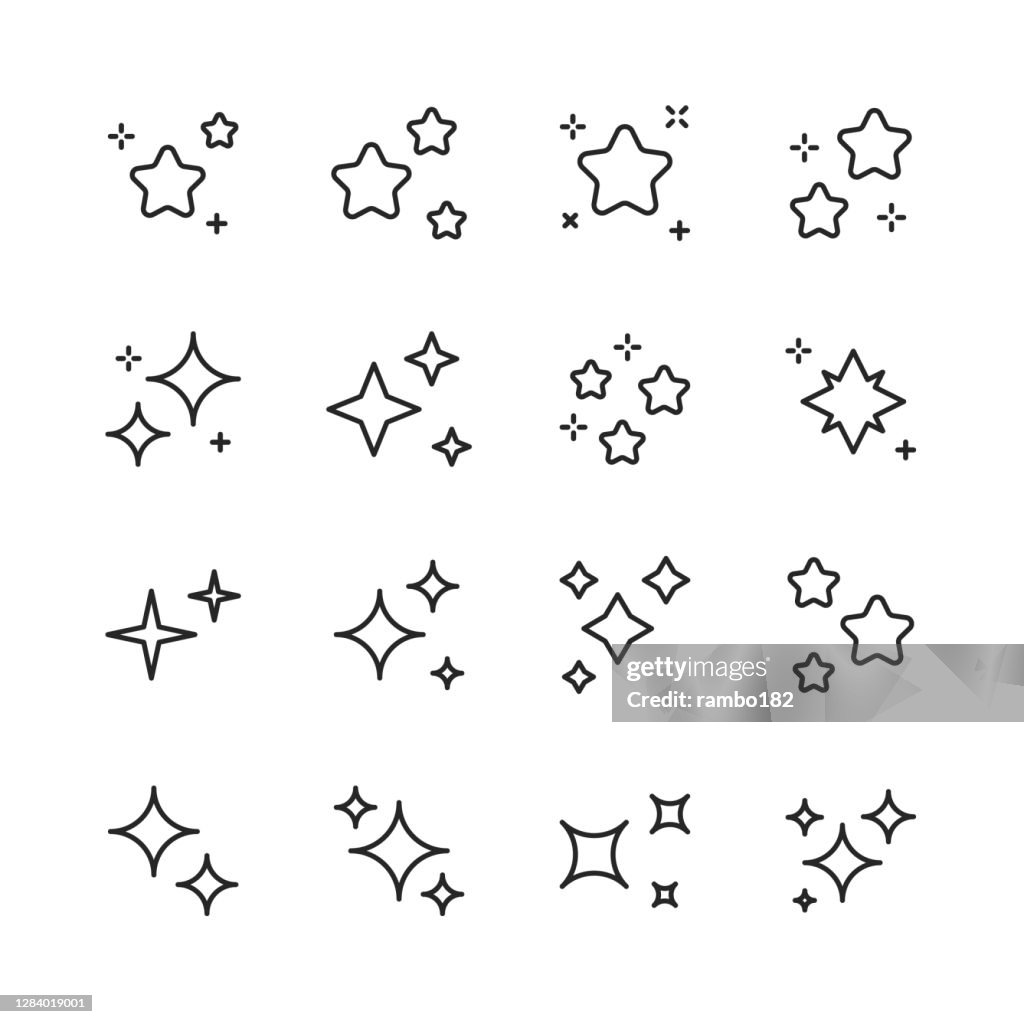 Star Line Icons. Editable Stroke. Pixel Perfect. For Mobile and Web. Contains such icons as Star Shape, Celebrities, Rating, Quality, Award, Ornate, Lens Flare, Christmas, New Year’s Eve, Glamour, Sparks Glitter, Party, Decoration, Firework, Luxury.