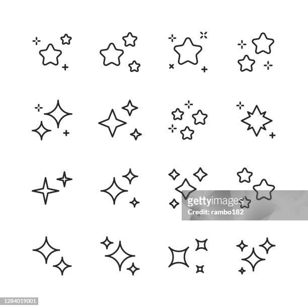 star line icons. editable stroke. pixel perfect. for mobile and web. contains such icons as star shape, celebrities, rating, quality, award, ornate, lens flare, christmas, new year’s eve, glamour, sparks glitter, party, decoration, firework, luxury. - glamour stock illustrations