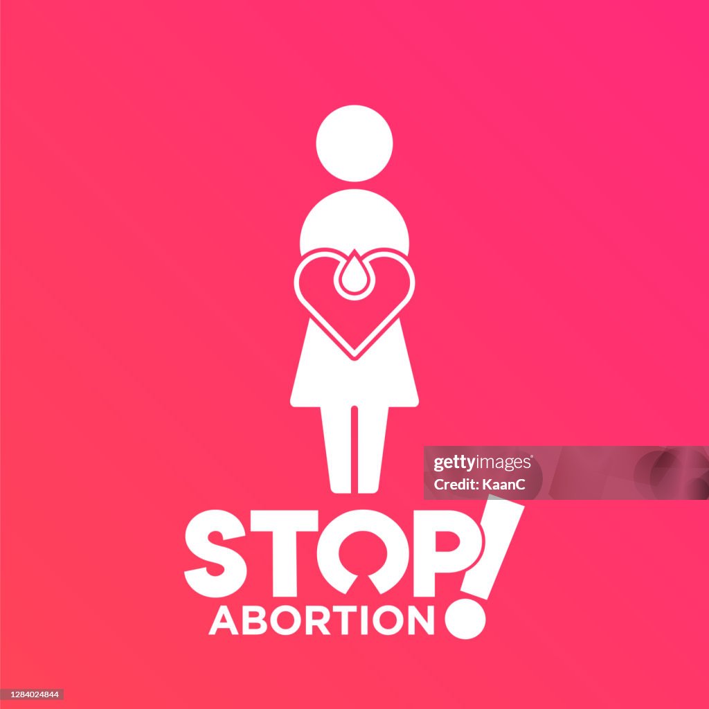 Stop abortion banner icon in flat style. Baby choice vector illustration on background. Human rights business concept. stock illustration