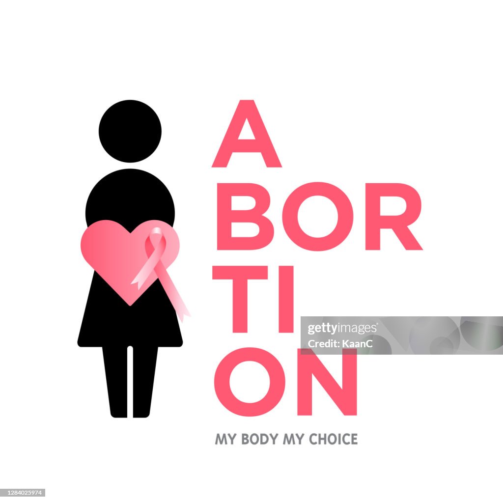 Abortion banner icon in flat style stock illustration