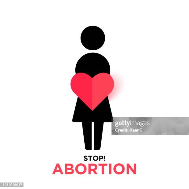 stop abortion banner icon in flat style. baby choice vector illustration on background. human rights business concept. stock illustration - fetus heart stock illustrations