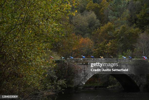 Peloton / Landscape / Bridge / Autumn / during the 75th Tour of Spain 2020, Stage 15 a 230,8km stage from Mos to Puebla de Sanabria 924m /@lavuelta /...