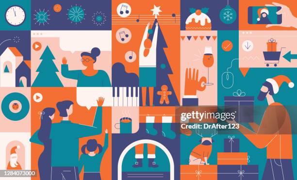 enjoying december holidays - digital native stock illustrations