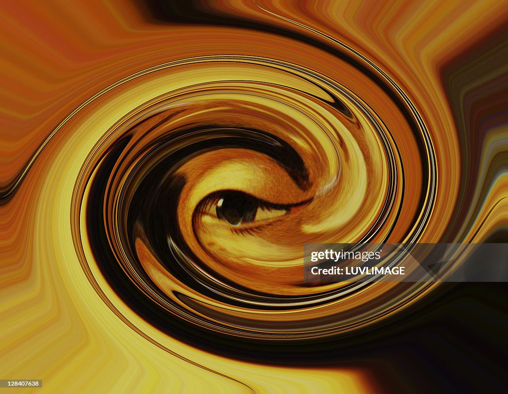 Illustration around an eye in the form of a tornado swirl