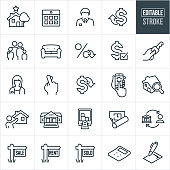Real Estate Thin Line Icons - Editable Stroke