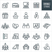 Convention Thin Line Icons - Editable Stroke