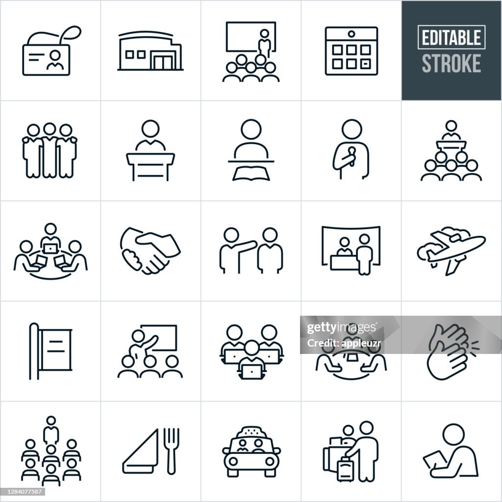 Convention Thin Line Icons - Editable Stroke