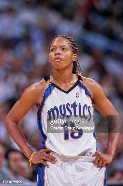 Nikki McCray, Guard for the Washington Mystics during Game 1 of the first round of the WNBA Eastern Conference playoff game against the New York...