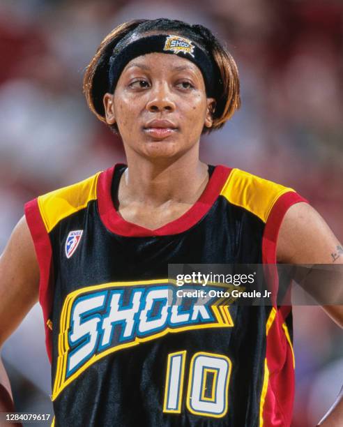 Dominique Canty, Guard for the Detroit Shock during the WNBA Western Conference basketball game against the Seattle Storm on 28th June 2000 at the...