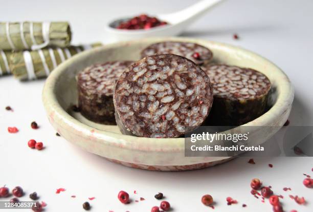 morcilla, or blood sausage, burgos style - black pudding stock pictures, royalty-free photos & images