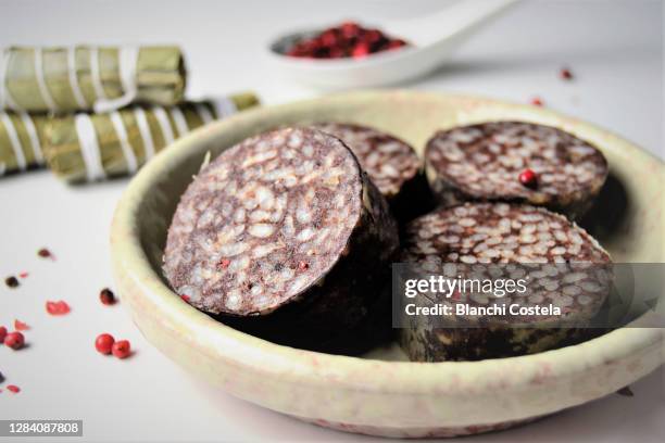morcilla, or blood sausage, burgos style - black pudding stock pictures, royalty-free photos & images