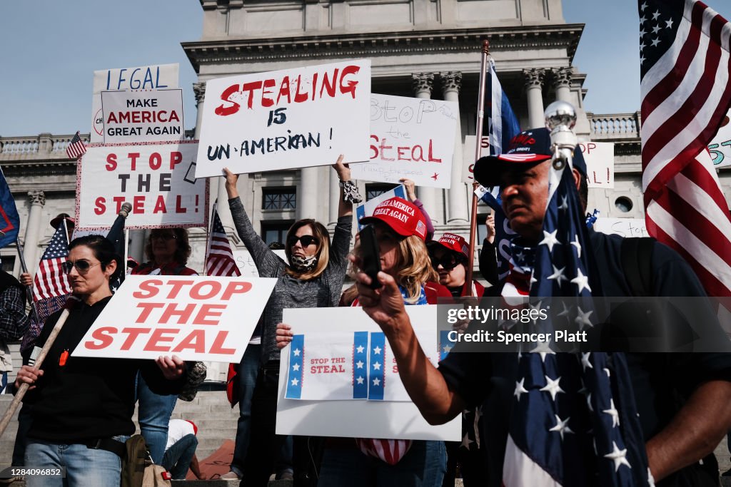 Trump Supporters Hold "Stop The Steal" Protest At Pennsylvania State Capitol