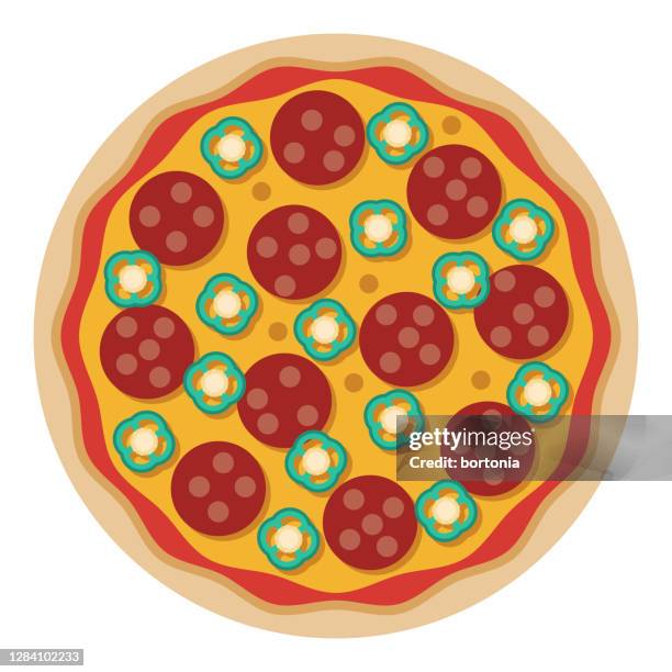 spicy pepperoni pizza icon on transparent background - pepperoni isolated stock illustrations