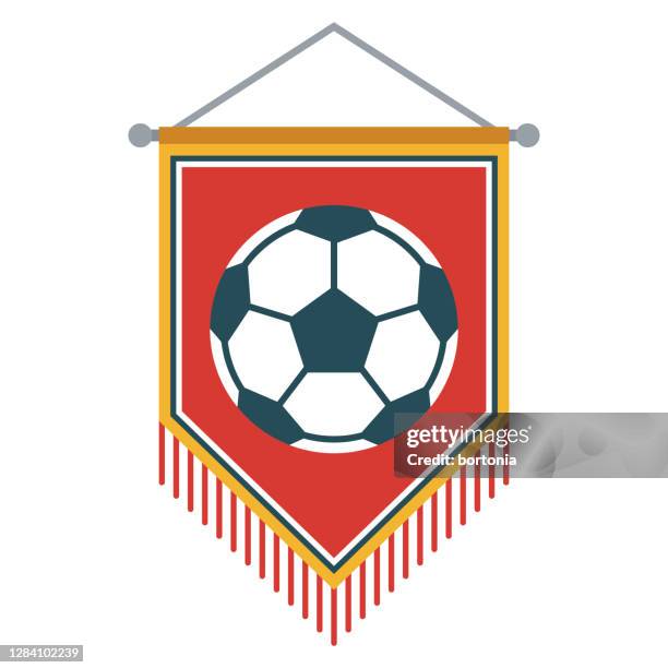 ilustraciones, imágenes clip art, dibujos animados e iconos de stock de icono del banderín de fútbol sobre el fondo transparente - pennant