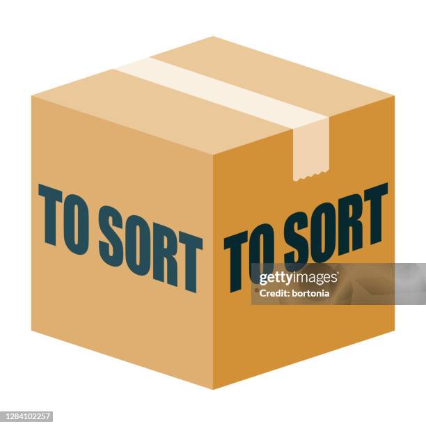 to sort box icon on transparent background - declutter stock illustrations
