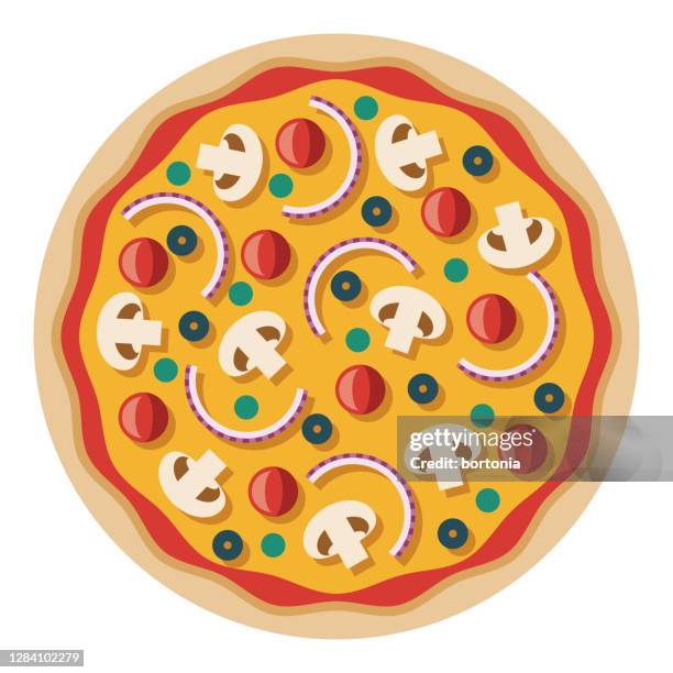 vegetarian pizza icon on transparent background - pizza stock illustrations