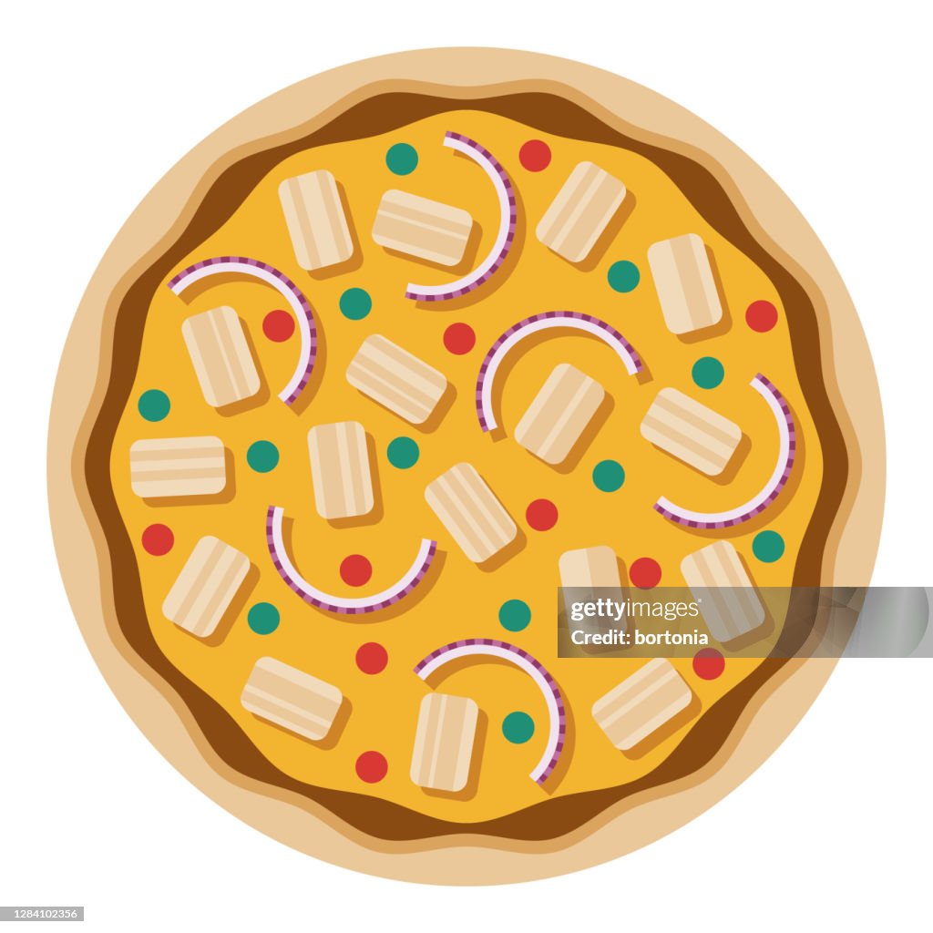 BBQ Chicken Pizza Icon on Transparent Background