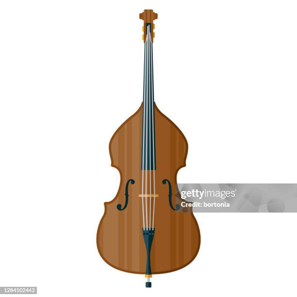 ilustrações de stock, clip art, desenhos animados e ícones de double bass icon on transparent background - instrumento-baixo