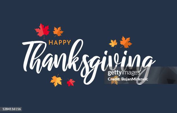 happy thanksgiving lettering background with leafs. vector - thanks giving stock illustrations