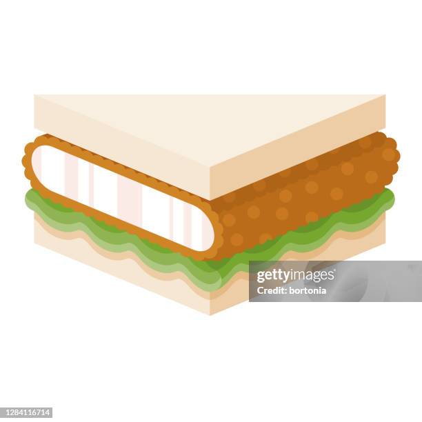 tonkatsu sandwich icon on transparent background - cutlet stock illustrations