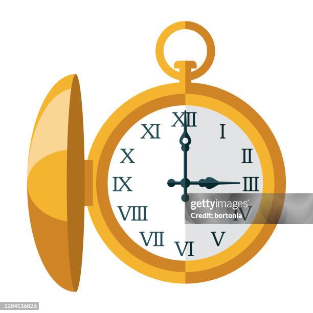 pocket watch icon on transparent background - pocket watch stock illustrations
