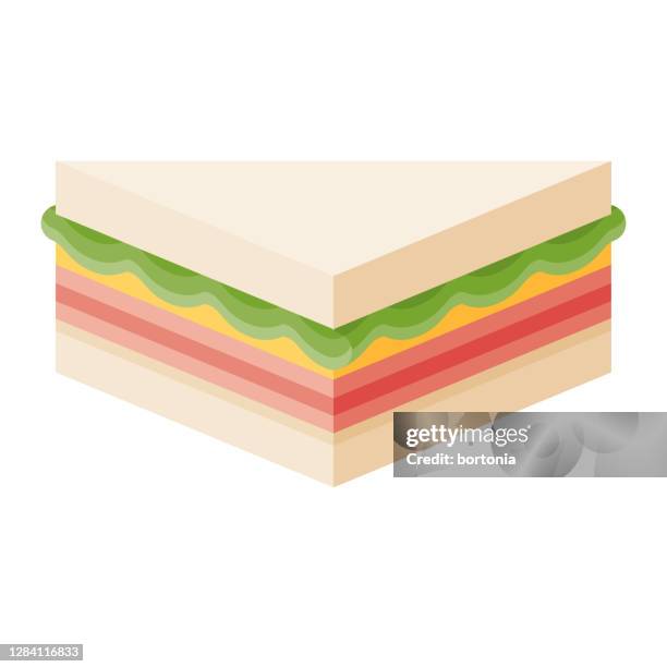 stockillustraties, clipart, cartoons en iconen met ham en kaas japans konbini sandwich icoon op transparante achtergrond - cheddar cheese