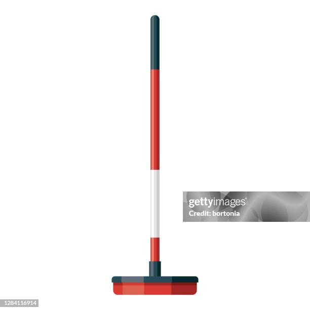 curling broom icon on transparent background - curling broom stock illustrations