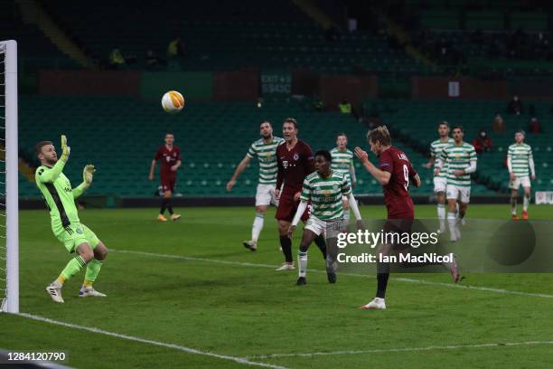 Ladislav Krejci of Sparta Prague scores his team's fourth goal during the UEFA Europa League Group H stage match between Celtic and AC Sparta Praha...