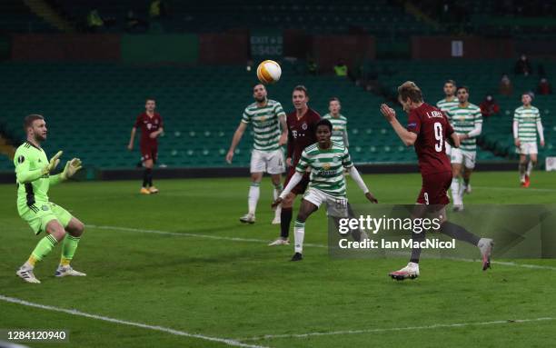 Ladislav Krejci of Sparta Prague scores his team's fourth goal during the UEFA Europa League Group H stage match between Celtic and AC Sparta Praha...