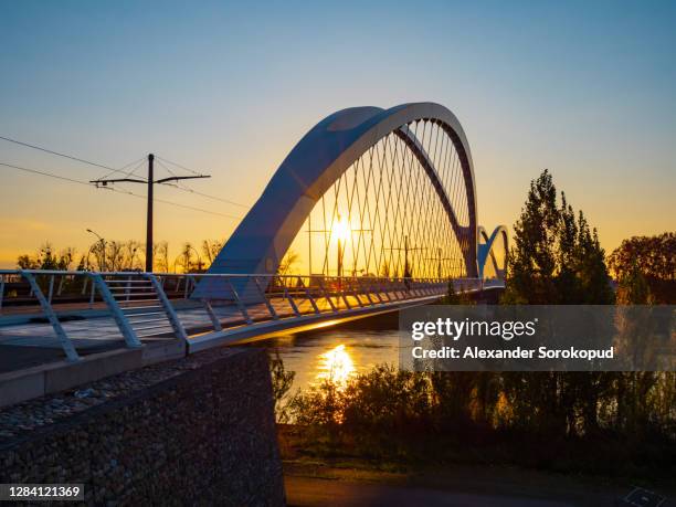 New Bridge Pont De Leurope For Tram Line Strasbourg Kehl Connects France And Germany Beatusrhenanusbrcke Kehl Germany Rhein, Stock-Foto