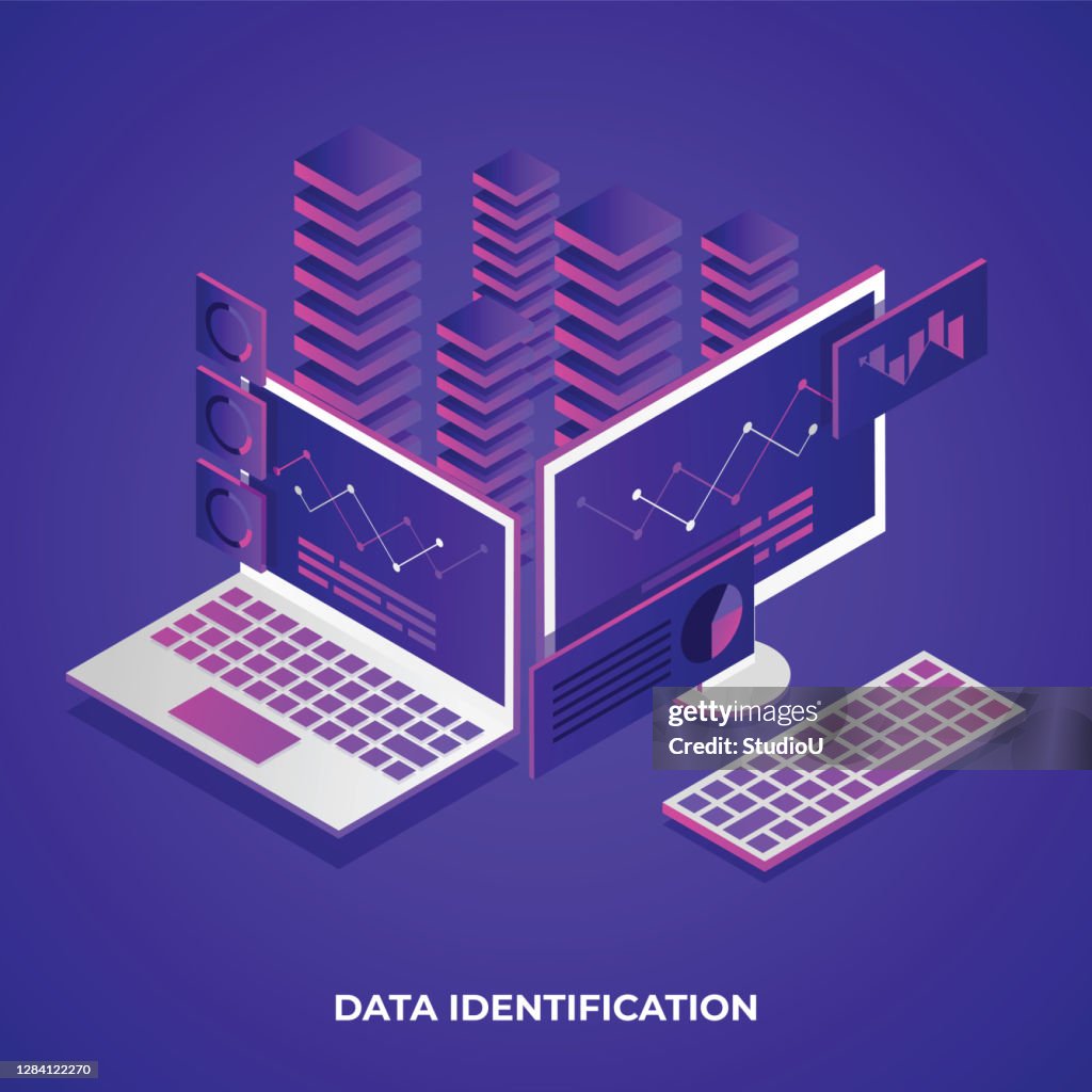 Identification Data Image Data Identification Isometric Illustration High-Res Vector Graphic ...