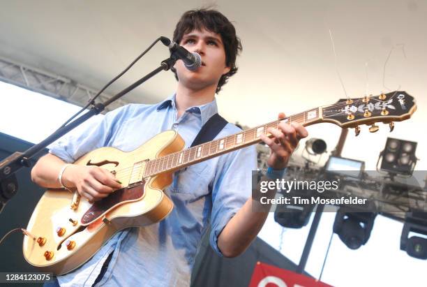 Ezra Koenig of Vampire Weekend performs during the Spin party at SXSW 2008 at Stubbs Bar-B-Que on March 14, 2008 in Austin, Texas.