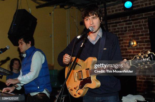 Rostam Batmanglij and Ezra Koenig of Vampire Weekend perform at Popscene on January 31, 2008 in San Francisco, California.