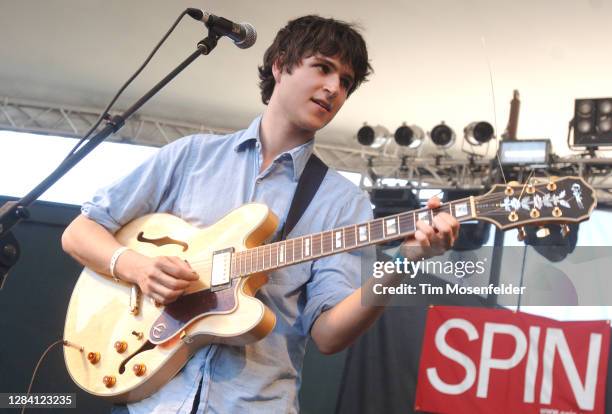 Ezra Koenig of Vampire Weekend performs during the Spin party at SXSW 2008 at Stubbs Bar-B-Que on March 14, 2008 in Austin, Texas.