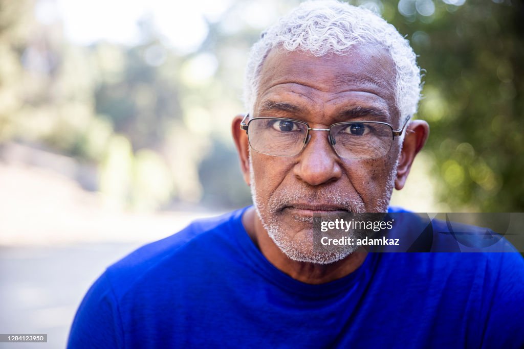 Portrait of a Senior Black Man Outdoors