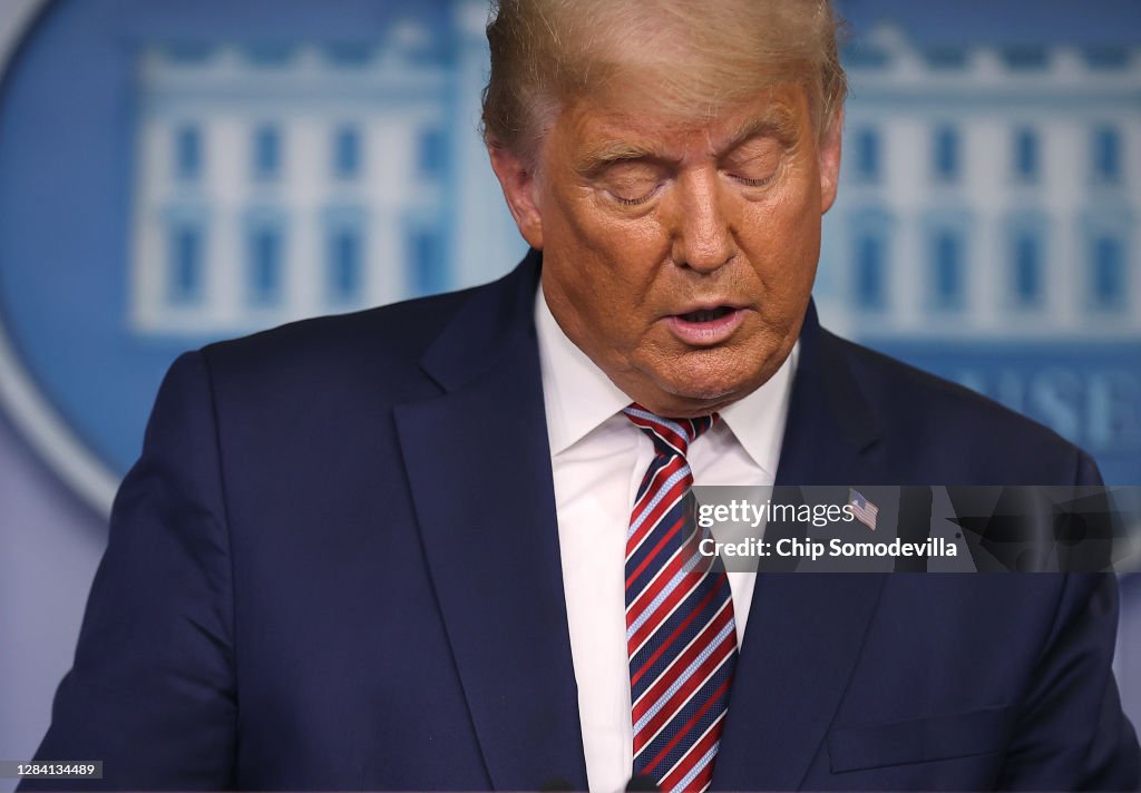 President Trump Speaks From The James S. Brady Briefing Room At The White House
