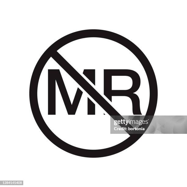 magnetic resonance unsafe icon on transparent background - brain scan stock illustrations