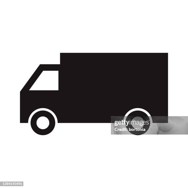 illustrazioni stock, clip art, cartoni animati e icone di tendenza di icona camion su sfondo trasparente - furgone per le consegne