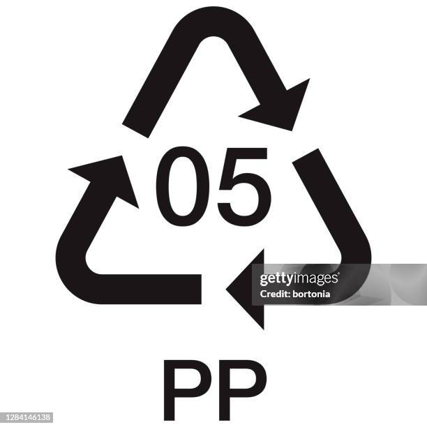 polypropylene recycling icon on transparent background - polypropylene stock illustrations