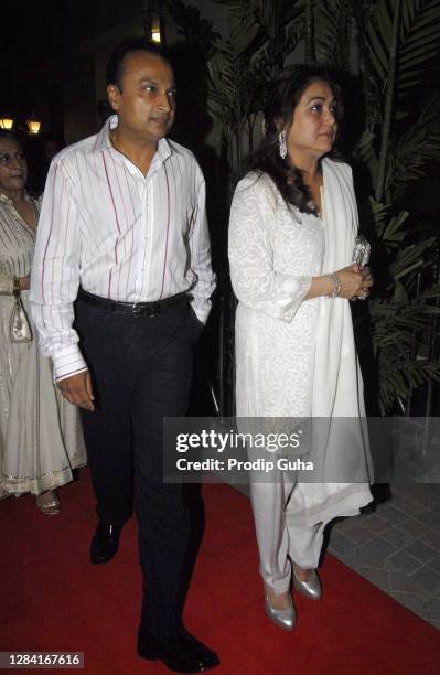 Anil and Tina Ambani attend the Shabana Azmi's birthday celebration on September 18, 2010 in Mumbai, India
