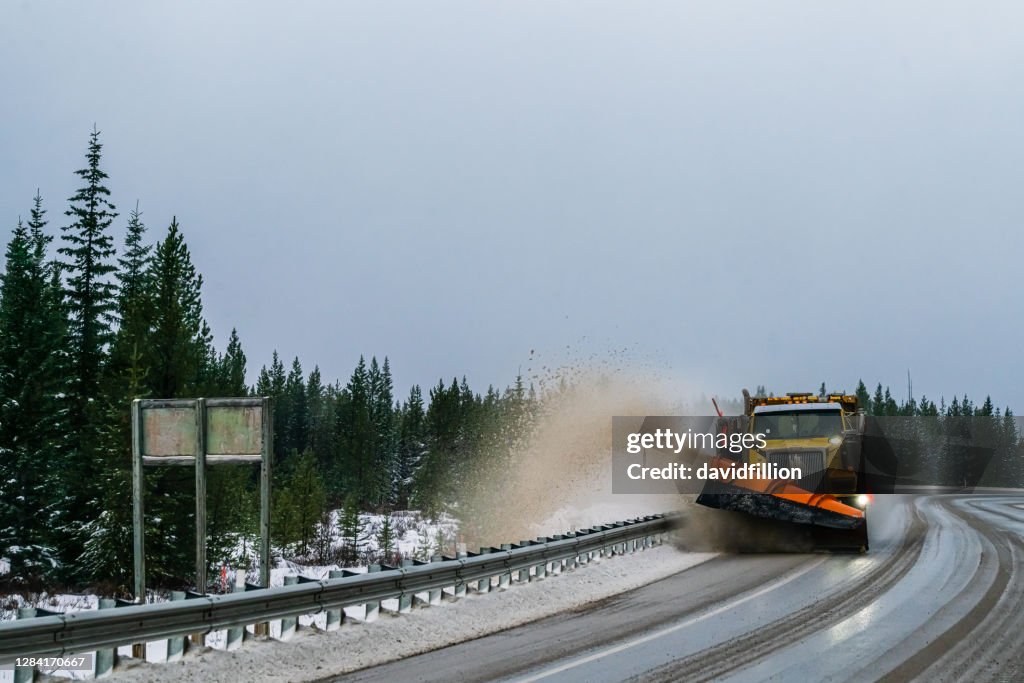British Columbia - Snow Plow Plowing the Highway