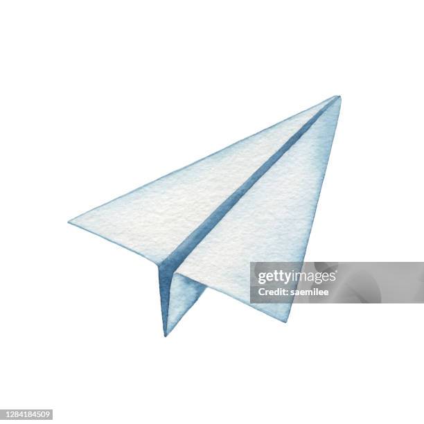 watercolor paper plane - postal service logos stock illustrations