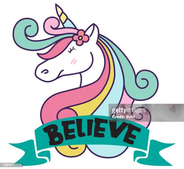 believe christmas unicorn - cakestand stock illustrations