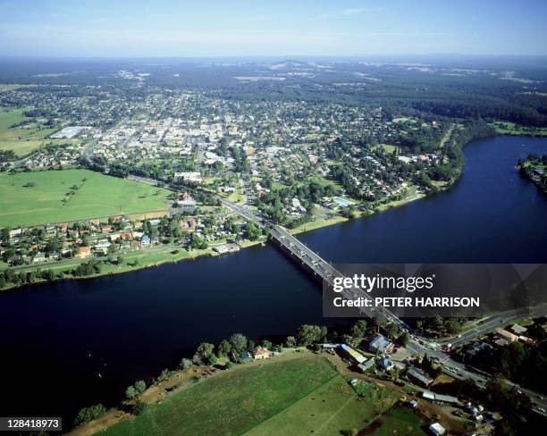 nowra, nsw, australia (aerial) - nsw rural town stock pictures, royalty-free photos & images