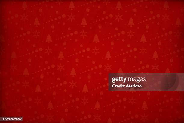 dark red coloured gradient effect textured vector christmas backgrounds with all over pattern of xmas ornaments and trees - small christmas tree stock illustrations