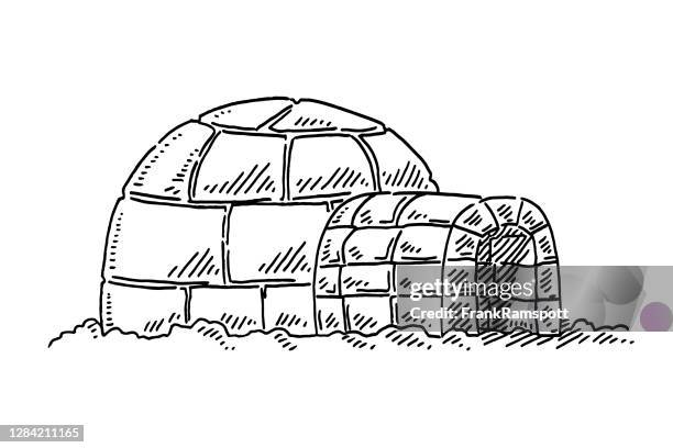 igloo symbol drawing - ice block stock illustrations