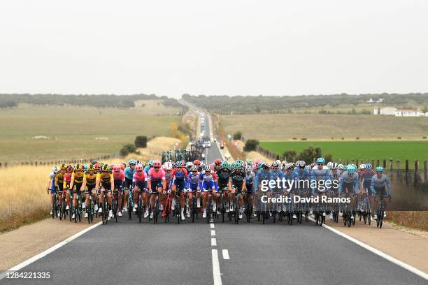 Primoz Roglic of Slovenia and Team Jumbo - Visma Red Leader Jersey / Lennard Hofstede of The Netherlands and Team Jumbo - Visma / Paul Martens of...